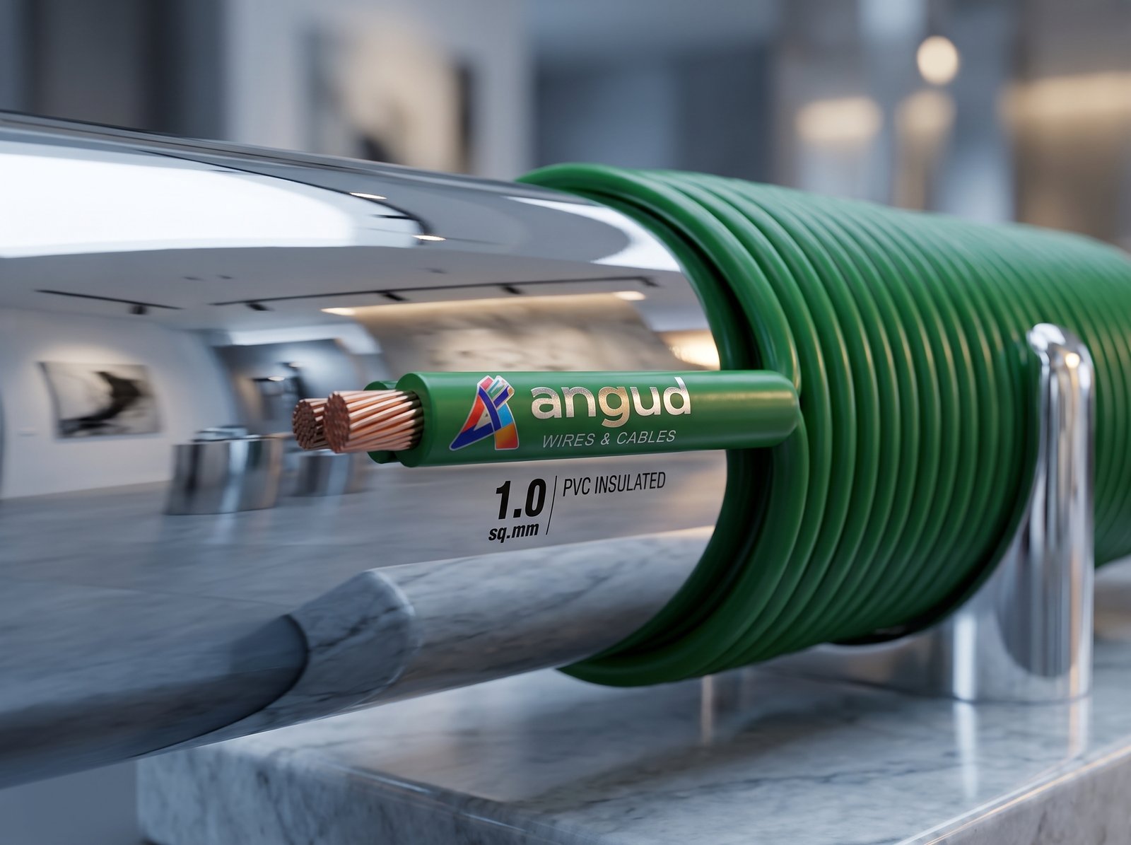 High-resolution close-up of premium copper electrical wiring